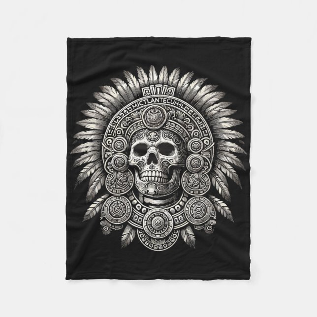 Aztec Mictlantecuhtli Mexikanska Pridet Boxing Fleecefilt (Framsidan)