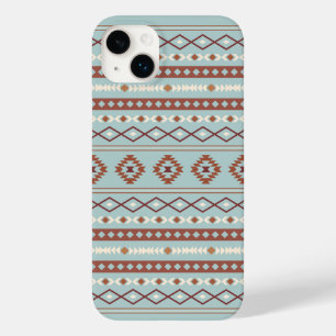 Aztec Mixed Motif Mönster Rusts Cream Blue