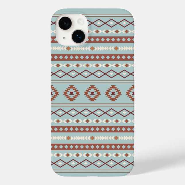 Aztec Mixed Motif Mönster Rusts Cream Blue (Baksida)