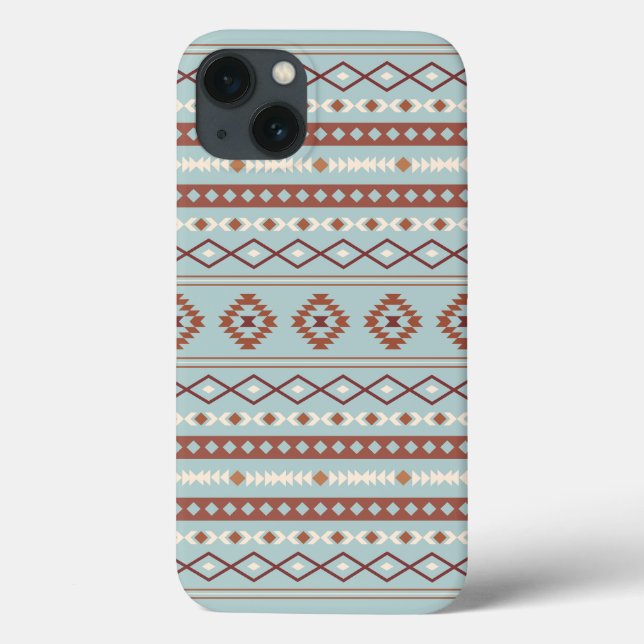 Aztec Mixed Motif Mönster Rusts Cream Blue (Baksida)