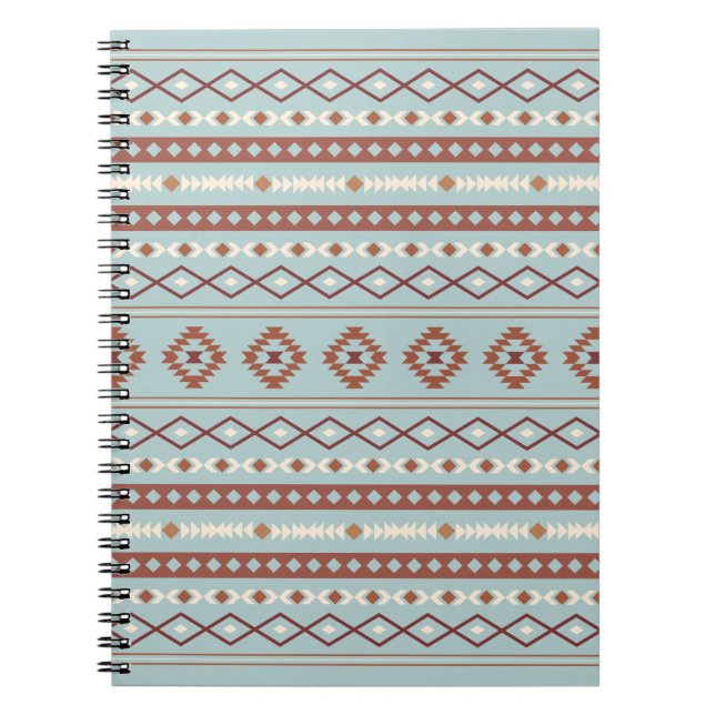 Aztec Mixed Motif Mönster Rusts Cream Blue Anteckningsbok (Framsidan)