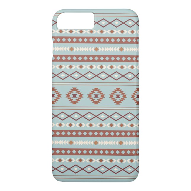 Aztec Mixed Motif Mönster Rusts Cream Blue Case-Mate iPhone Skal (Baksida)