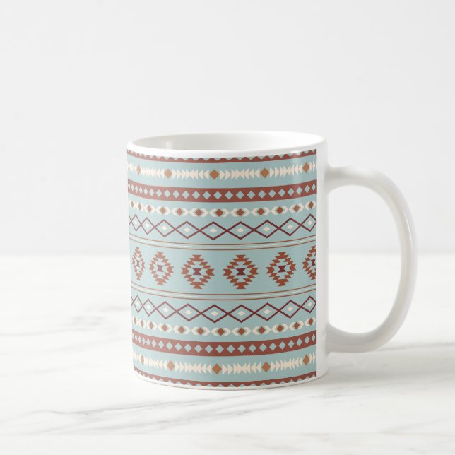 Aztec Mixed Motif Mönster Rusts Cream Blue Kaffemugg (Höger)