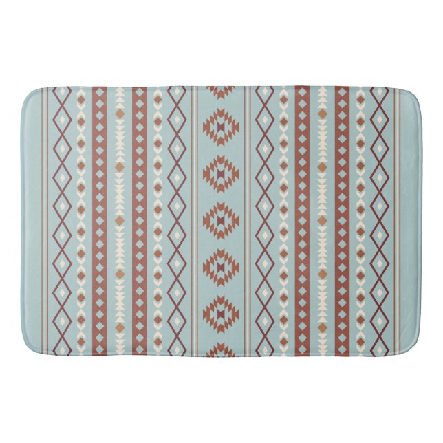 Aztec Mixed Motif V Mönster Rusts Cream Blue Badrumsmatta (Framsidan)