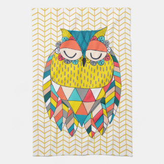Aztec Modern Uggla Illustration Kitchen Towel Kökshandduk