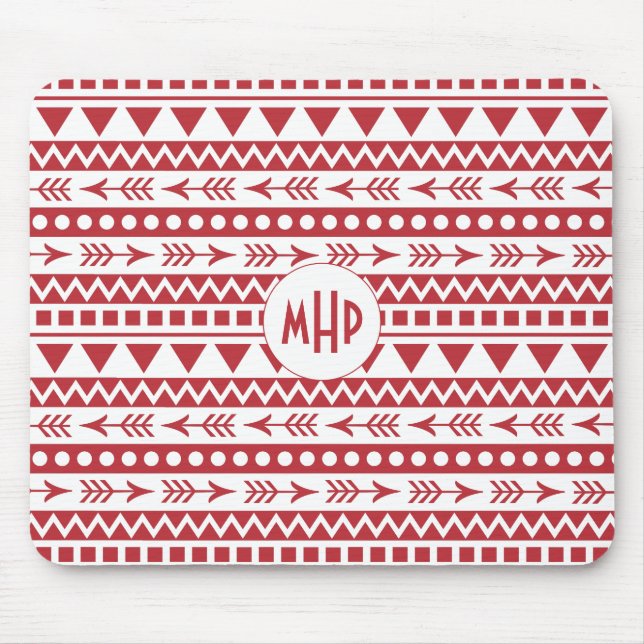 Aztec Mönster anpassningsbar monogram mousad Musmatta (Framsidan)