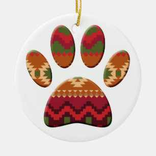 Aztec Mönster Hund Tass Julgransprydnad Keramik