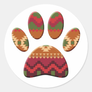 Aztec Mönster Hund Tass Runt Klistermärke