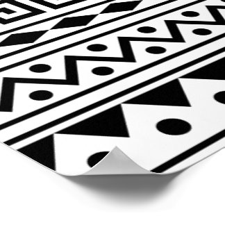 Aztec mönster Poster i svartvitt färg