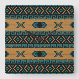 Aztec mönsterturkos och solbränna för Southwest Fyrkantig Klocka