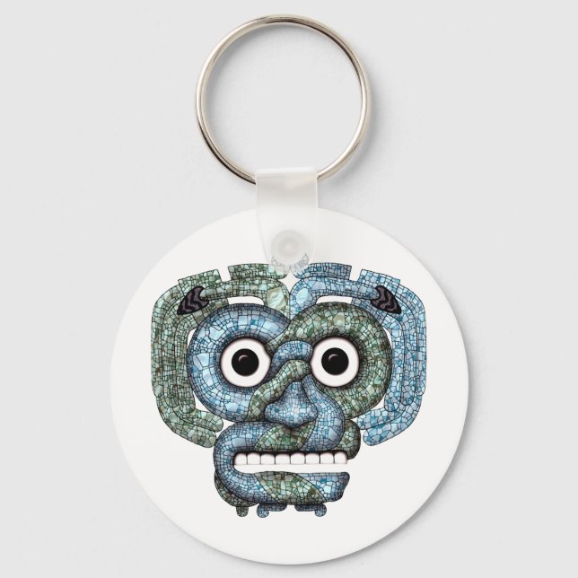 Aztec Mosaic Tlaloc Mask Nyckelring (Framsida)