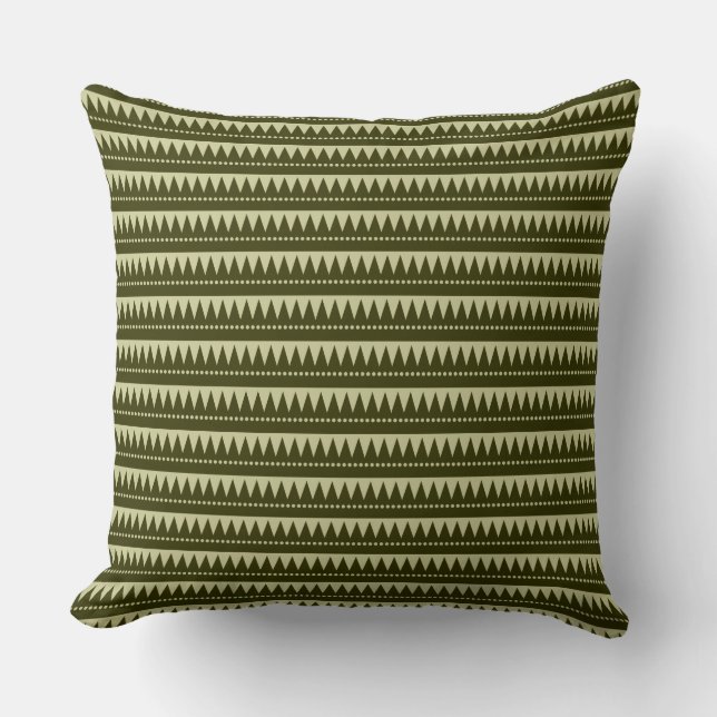 Aztec Mountains - Dk Olive på Lt Khaki Kudde (Framsida)