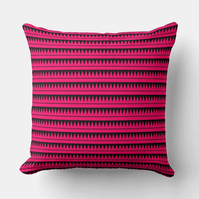 Aztec Mountains - Neon Red on Black Kudde (Framsida)