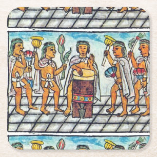 Aztec-musiker enligt bild på 1600-talet underlägg papper kvadrat