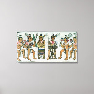 Aztec musiker från ett konto av aztecen canvastryck