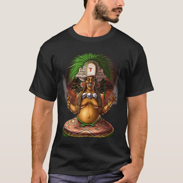 Aztec Mythology Gudom Cihuateteo T Shirt (Framsida)