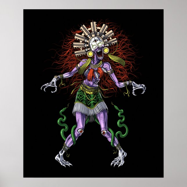 Aztec Mythology Gudom Tzitzimitl Poster (Framsidan)