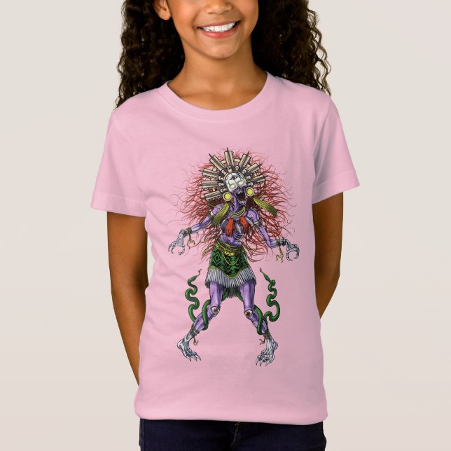 Aztec Mythology Gudom Tzitzimitl T Shirt (Framsida)