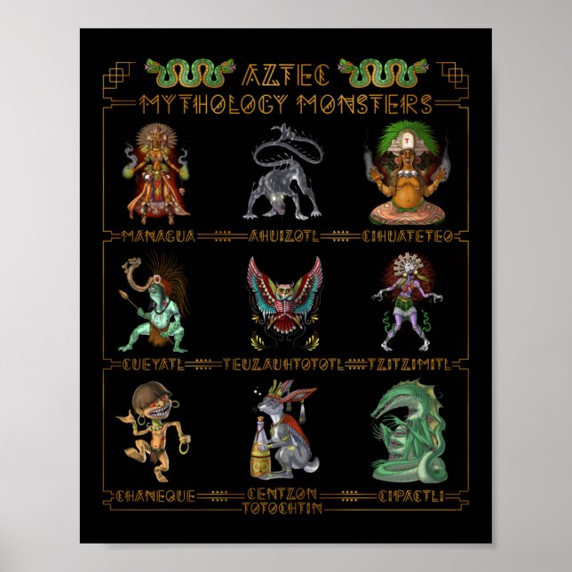 Aztec Mythology Monsters Poster (Framsidan)