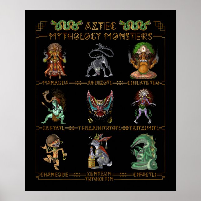 Aztec Mythology Monsters Poster (Framsidan)