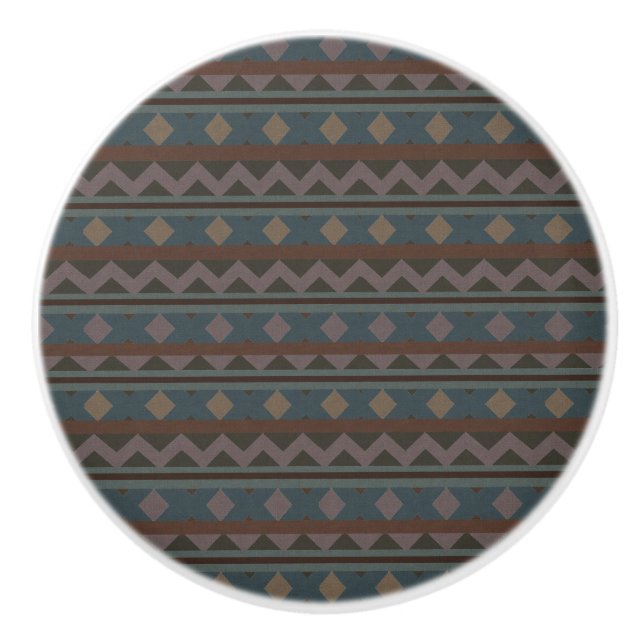 Aztec Native American Geometrisk Design Dörrhandta Knopp (Framsidan)