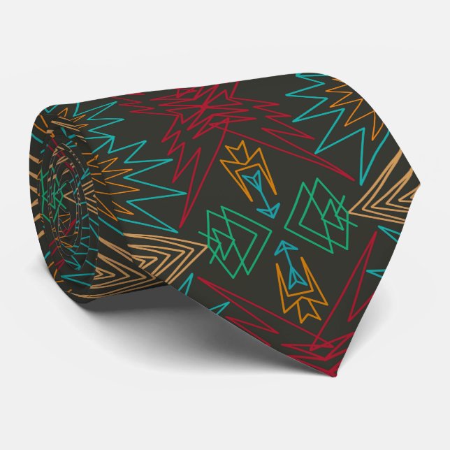 Aztec Native American Geometriskt Linjärt Mönster  Slips (Rullad)
