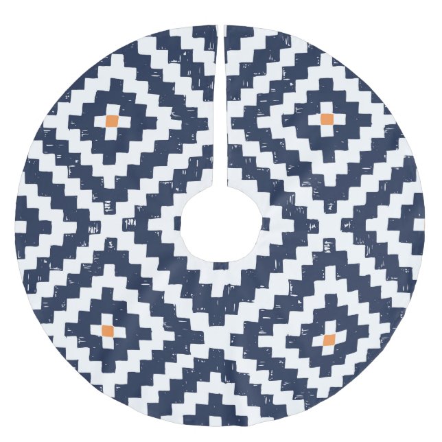 Aztec Navajo Ethnic Seamless Mönster Julgransmatta Borstad Polyester (Framsidan)