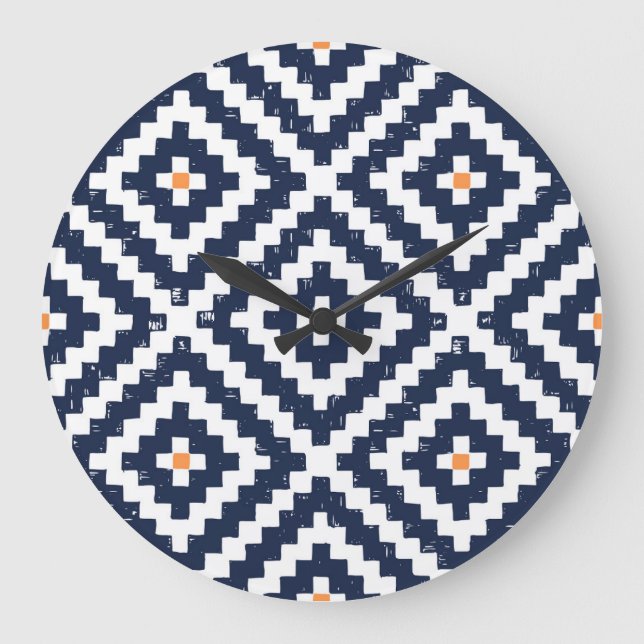 Aztec Navajo Ethnic Seamless Mönster Stor Klocka (Framsida)