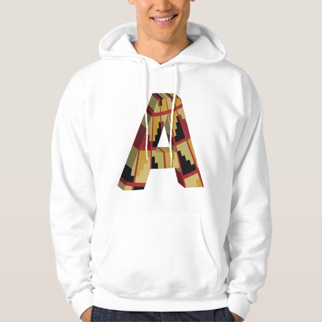 Aztec Navajo Pattern Letter A Hoodie (Framsida)