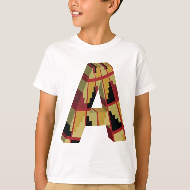 Aztec Navajo Pattern Letter A T Shirt (Framsida)