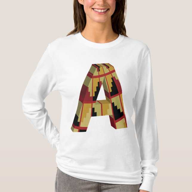 Aztec Navajo Pattern Letter A T Shirt (Framsida)