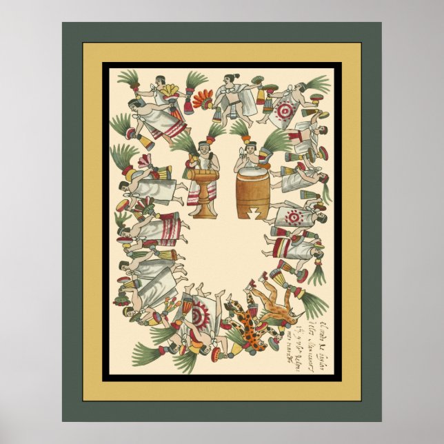 Aztec Noble Dancers ~ Archeology ~Tovar Codex ~ * Poster (Framsidan)