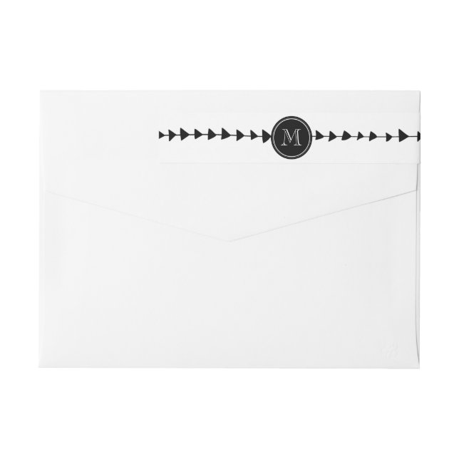 Aztec pilMonogram för svart vit Etikettband (Baksidan)