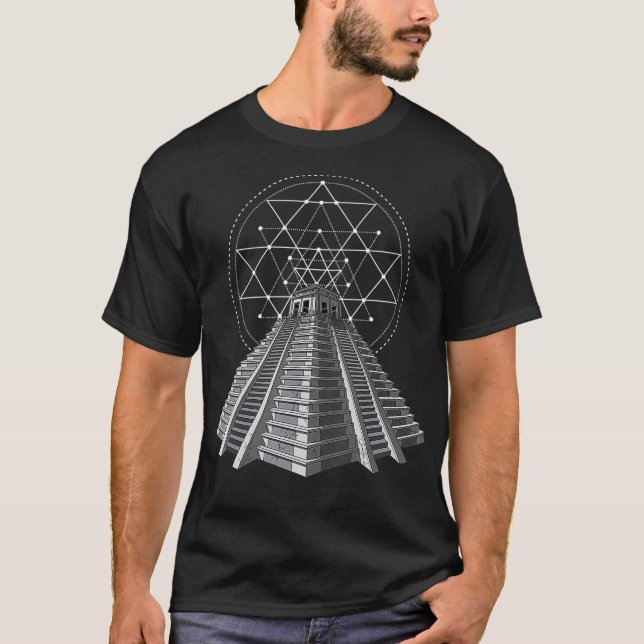 Aztec Pyramid Ancient Mayan Civilisation History M T Shirt (Framsida)