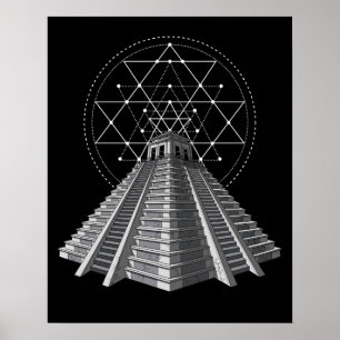 Aztec Pyramid Ancient Mayan Helig Geometry Poster