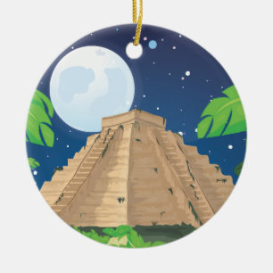 Aztec Pyramid Julgransprydnad Keramik