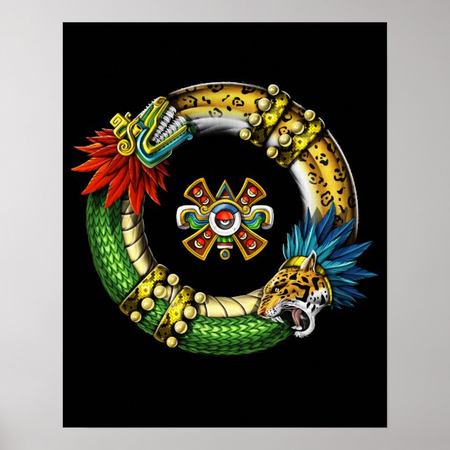 Aztec Quetzalcoatl Jaguar Poster (Framsidan)