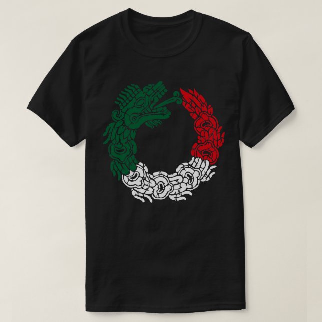 Aztec Quetzalcoatl Serpent Mexikanska Flagga Mexik T Shirt (Design framsida)