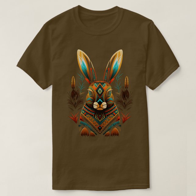 Aztec Rabbit Azteca Art Ingenen Mexico Stil An T Shirt (Design framsida)
