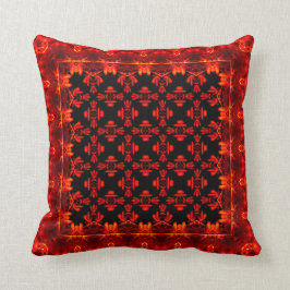 Aztec Red Leafy Ethnic Stil Mönster Kudde