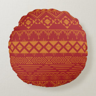 Aztec Retro: Vintage Mönster Design. Rund Kudde