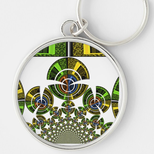 Aztec Rund Silverfärgad Nyckelring (Framsidan)
