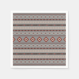 Aztec Rust Cream Brown Grått Blandad Motifs Mönste Pappersservett