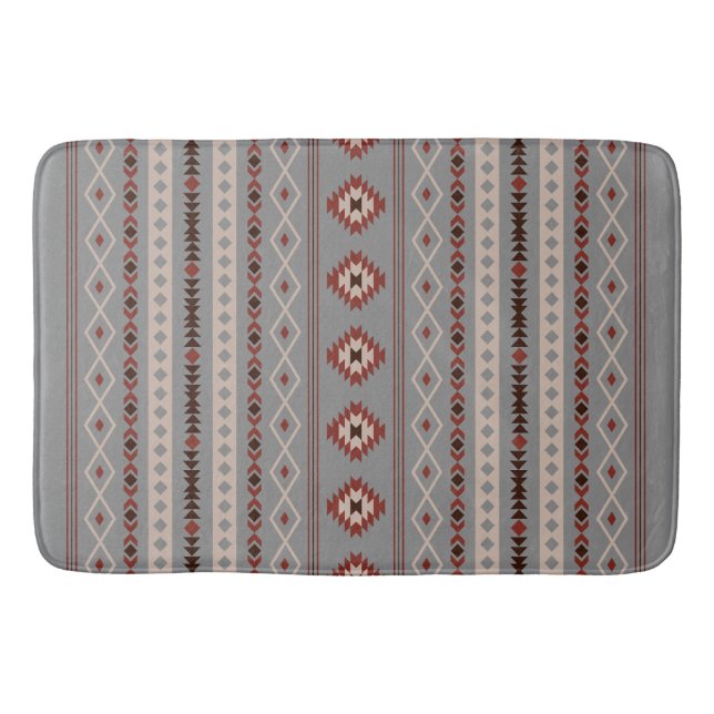 Aztec Rust Cream Brown Grått Blandad motifs V Möns Badrumsmatta (Framsidan)