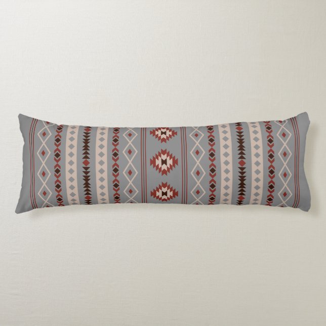 Aztec Rust Cream Brown Grått Blandad motifs V Möns Kroppskudde (Framsidan)