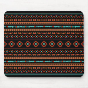 Aztec Rusts Teal Black Mixed Motifs Mönster Musmatta