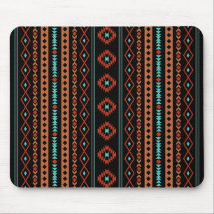 Aztec Rusts Teal Black Mixed Motifs V Mönster Musmatta