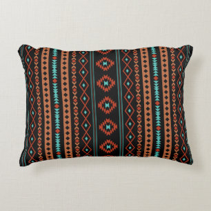 Aztec Rusts Teal Black Mixed Motifs V Mönster Prydnadskudde