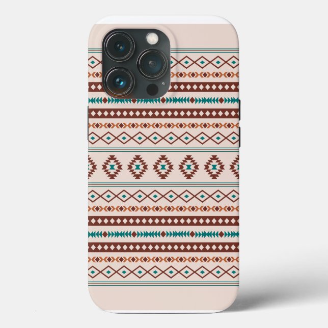 Aztec Rusts Teal Cream Mixed Motifs Mönster (Baksida )
