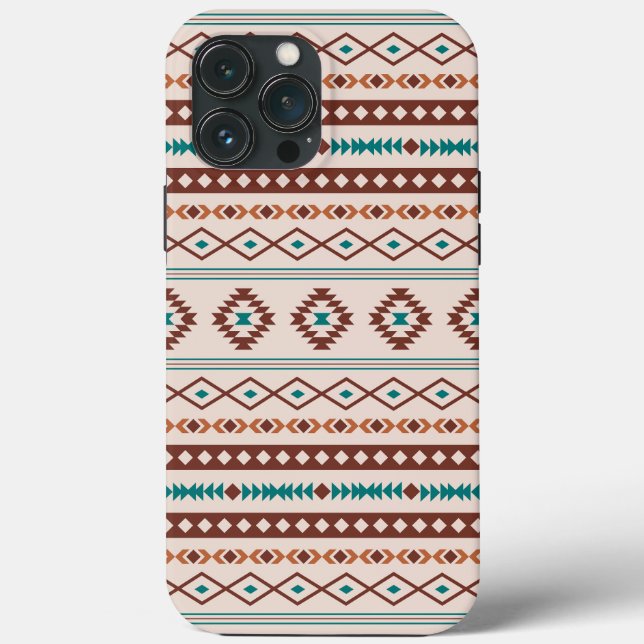 Aztec Rusts Teal Cream Mixed Motifs Mönster (Baksida)